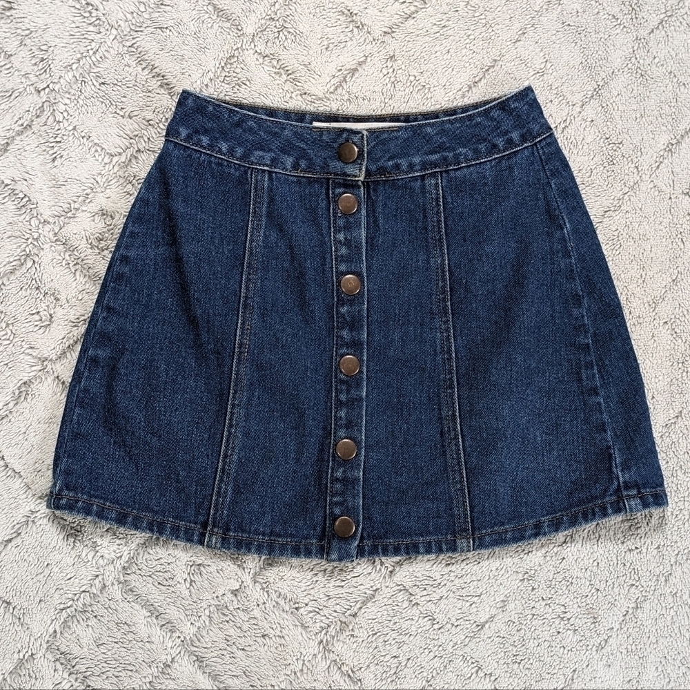 Brandy Melville Skirt Women's 23 Blue Denim Snap Button Mini Cotton Y2K